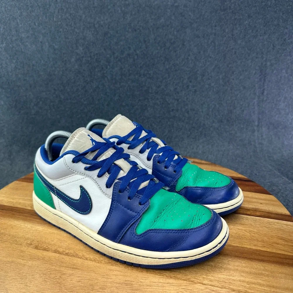 Nike Air Jordan 1 Low Rare Air Green Blue Mens 8 Sneakers Retro 553558-147